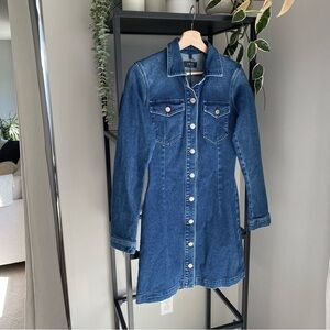 7 For All Mankind Dark Blue Denim Midi Dress